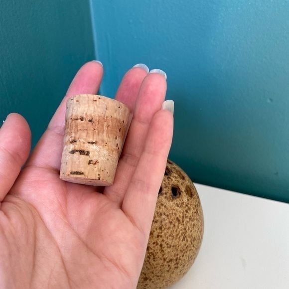 HANDMADE Pottery Parmesan Cheese Shaker with Cork Stop Tan Brown Speckle Glaze - Picture 3 of 13